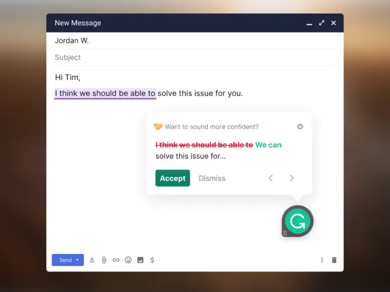 Interfaz de Grammarly.