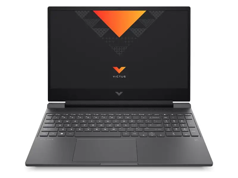 HP Victus 15 con la pantalla abierta.
