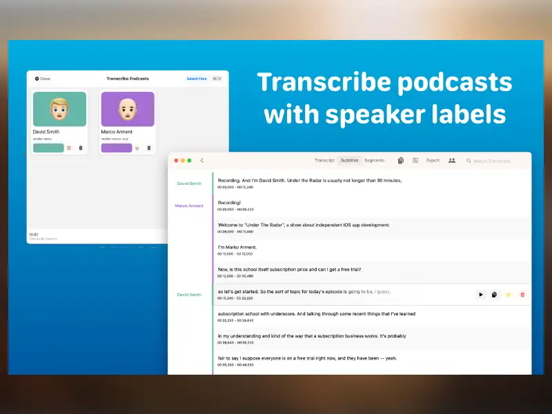 MacWhisper transcribiendo un podcast.