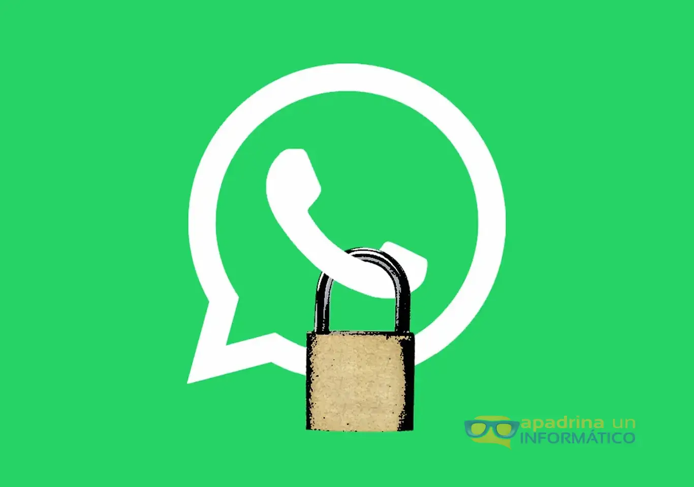 El logo de WhatsApp con un candado colgando.