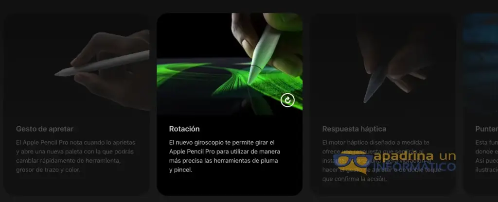 Apple Pencil Pro y sus características.